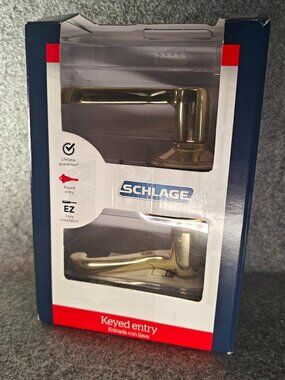 Schlage Flair Lever F51V FLA 505 Keyed Entry Bright Brass NEW
